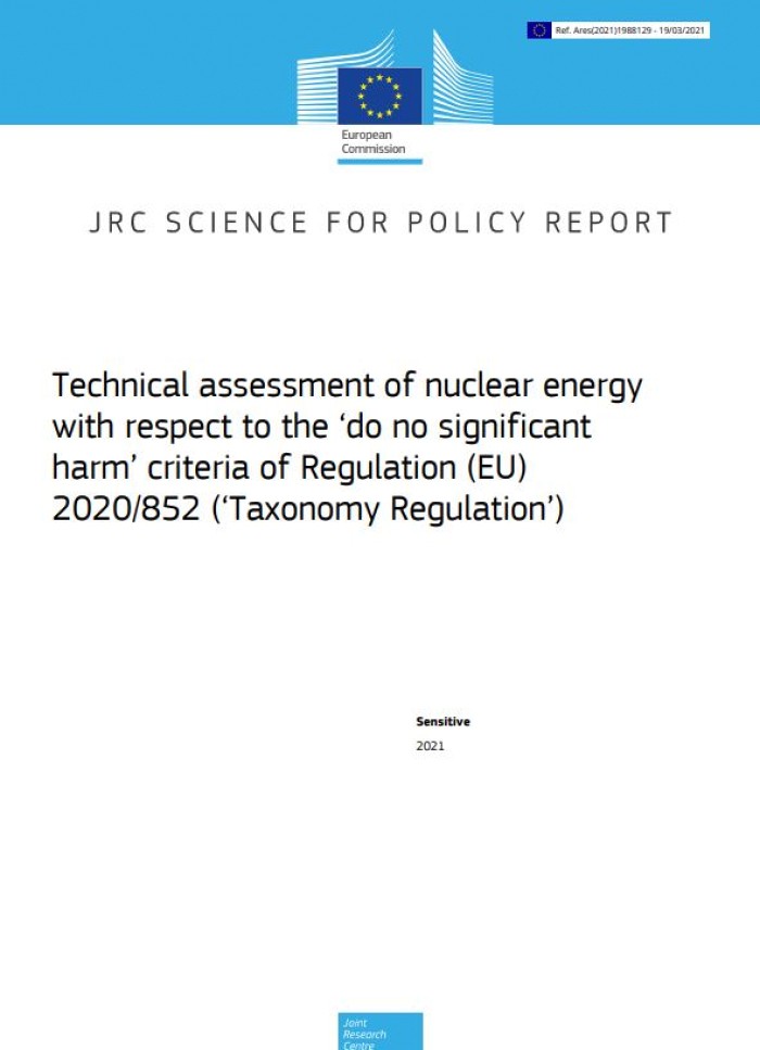 Technical assessment of nuclear energy  with respect to the ‘do no significant  harm’ criteria of Regulation (EU)  2020/852 (‘Taxonomy Regulation’)